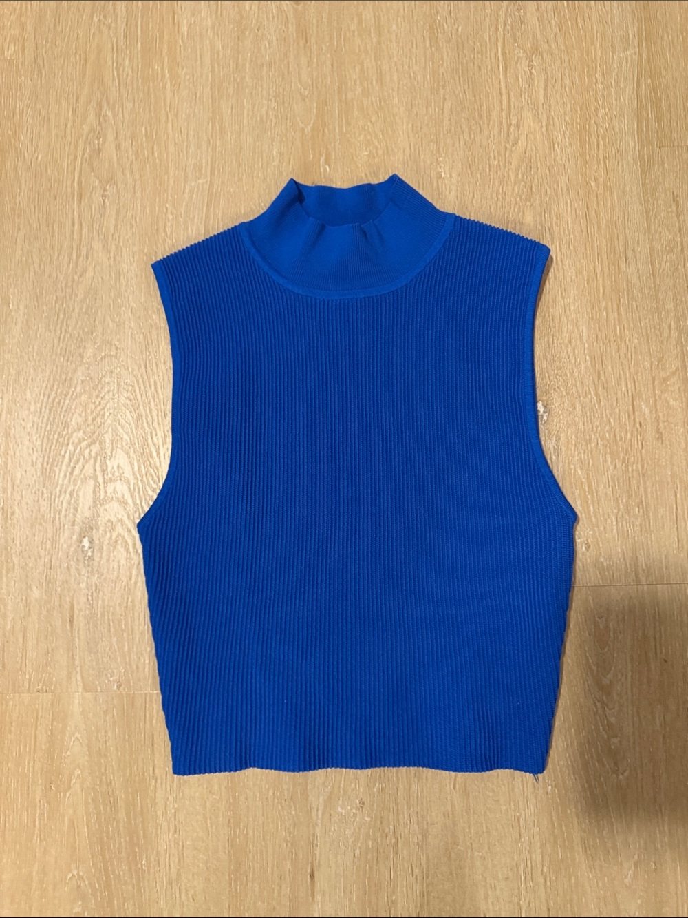 Aritzia Ribbed Mock Neck Tank in Blue Size Medium